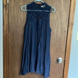 Entro - Swing style dress with lace details - Medium - Navy Blue